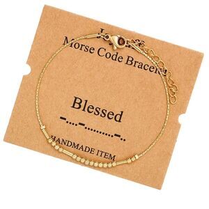 NWT Wool + Pepper Co. Morse Code Gold Bracelet - BLESSED